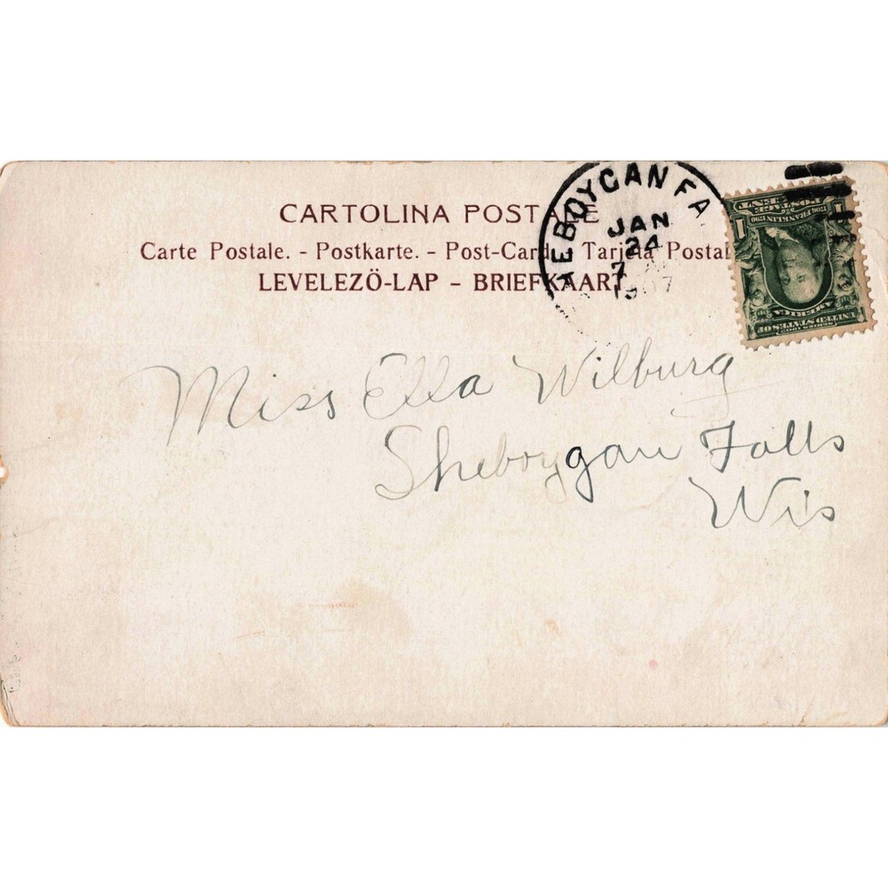 Antique 1907 Peggy From Paris Postcard Ella Illustration Sheboygan Falls WI - Picture 2 of 2